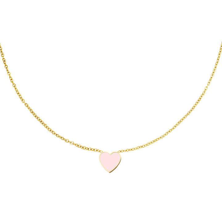 Enamel Heart Necklace | Pastel Pink