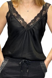 Lace Trim Cami | Black - south of the river london