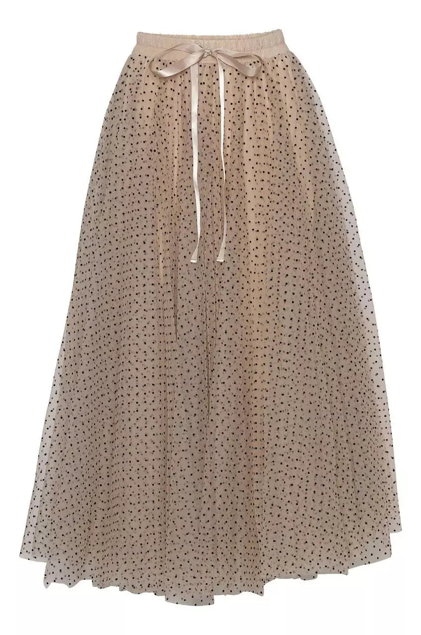 Polka Dot Maxi Tulle Skirt  Creme – south of the river