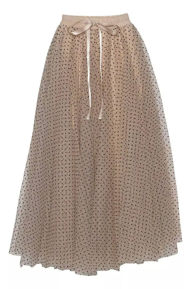 Polka Dot Maxi Tulle Skirt | Creme.