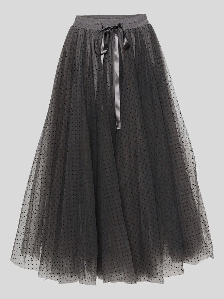 Polka Dot Maxi Tulle Skirt | Smokey Grey.