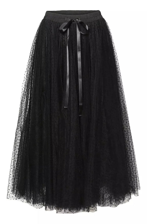 Polka Dot Maxi Tulle Skirt | Black.
