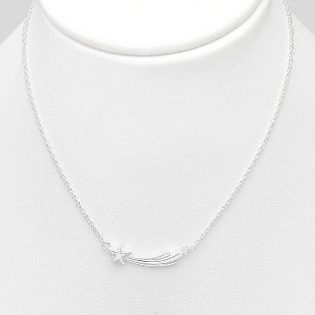 925 Silver Necklace | Make A Wish Shooting Star Pendant