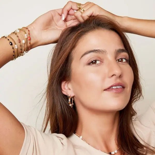 Square Stone Bead Bracelet | Black