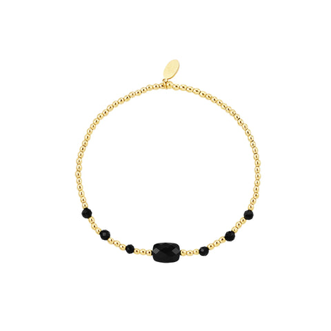 Square Stone Bead Bracelet | Black