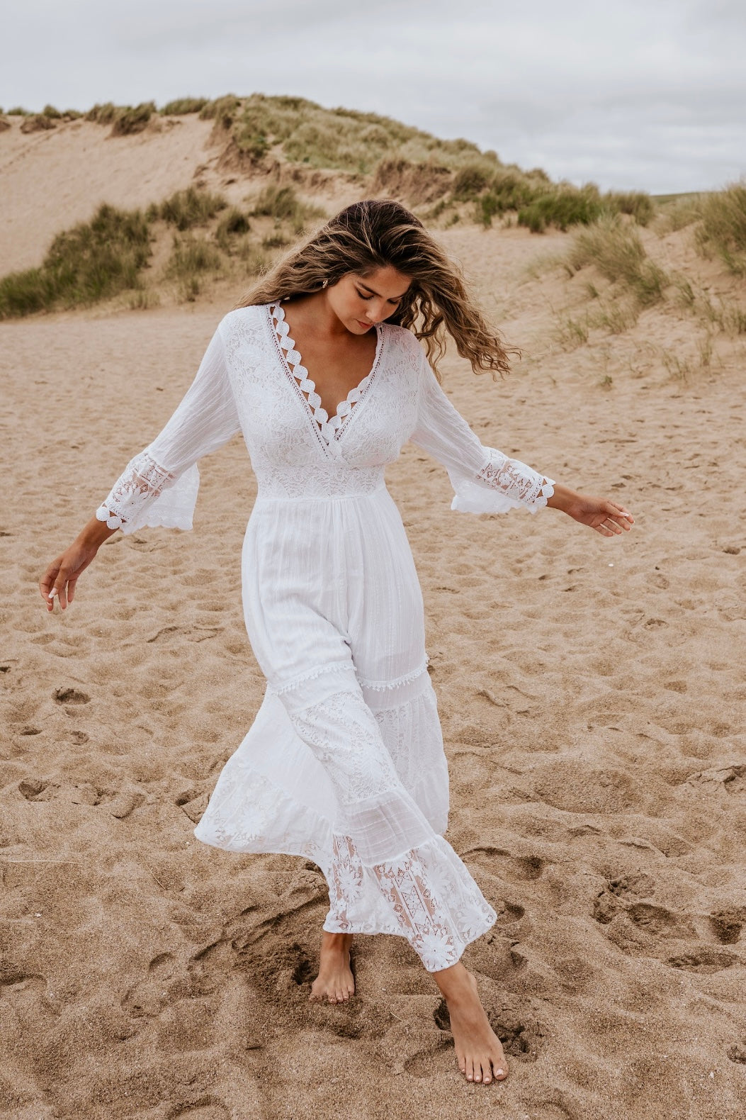 Boho White Lace dress Summer holiday festival  beach dress