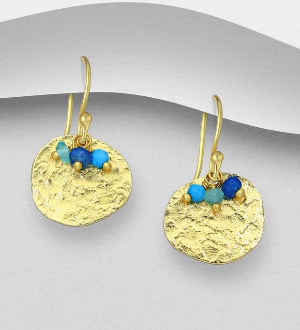 Gold Plated 925 Silver Earrings | Boho Gold Disc