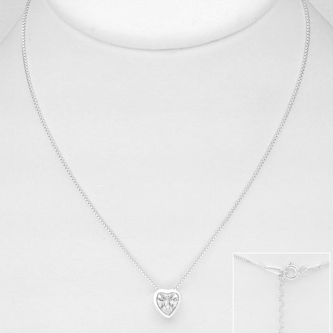 925 Silver Cubic Zirconia Heart Necklace