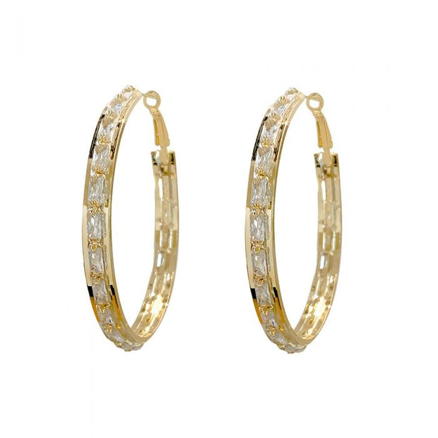 Diamanté Crystal Hoop Earrings | Gold