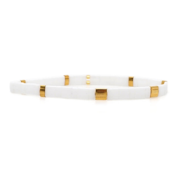 Boho Tila Bracelet | White x Gold