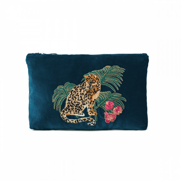 Elizabeth Scarlett Jungle Jaguar Mini Pouch | Ink Blue