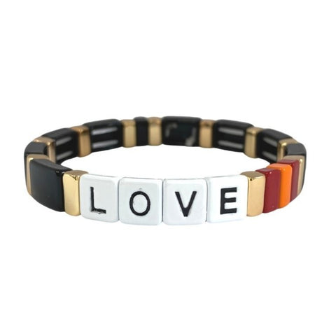 Boho Love Tile Bracelet |  Black.
