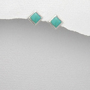 925 Silver Turquoise Square Studs