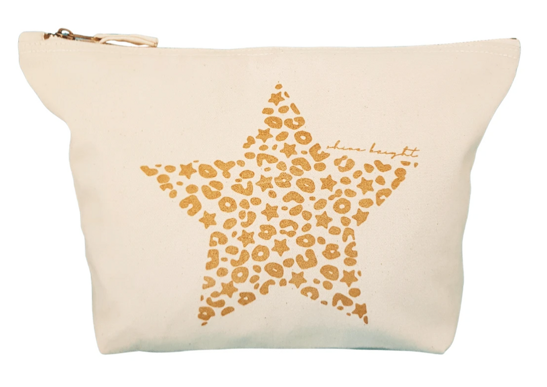 Bexter & Gini Stardust Leo Star Large Wash bag / Pouch | Cream  x Gold - south of the river london