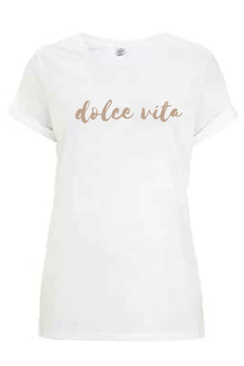Dolce Vita Organic Cotton T Shirt | White x Beige