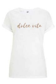 Dolce Vita T Shirt | White x Beige