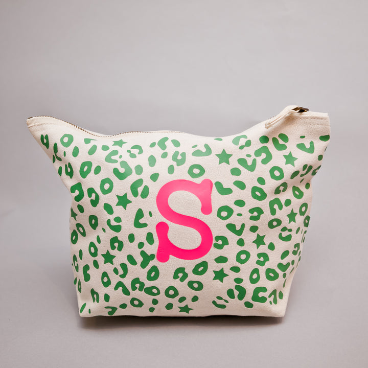 Bexter & Gini Personalised Wash Bag | Stardust Leo Neon Green - south of the river london