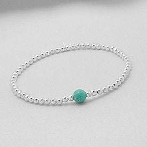 925 Silver Bead Bracelet | Turquoise Bead