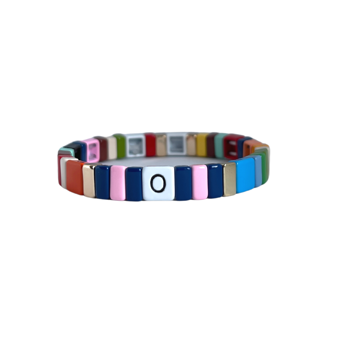 Personalised Boho Enamel Tile Bracelet | Choose Your Letter!