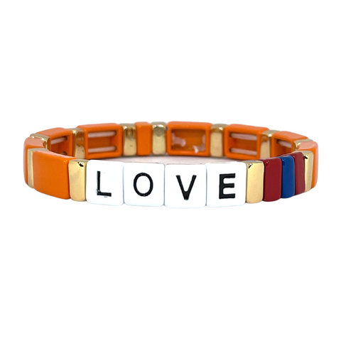 Boho Love Tile Bracelet | Orange
