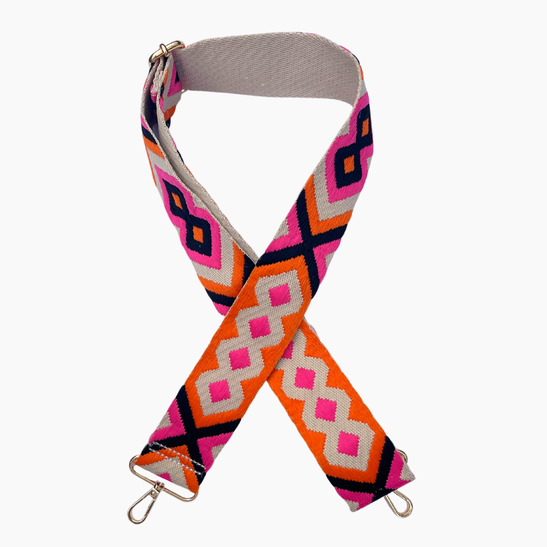 Boho Aztec Bag Strap | Pink x Orange