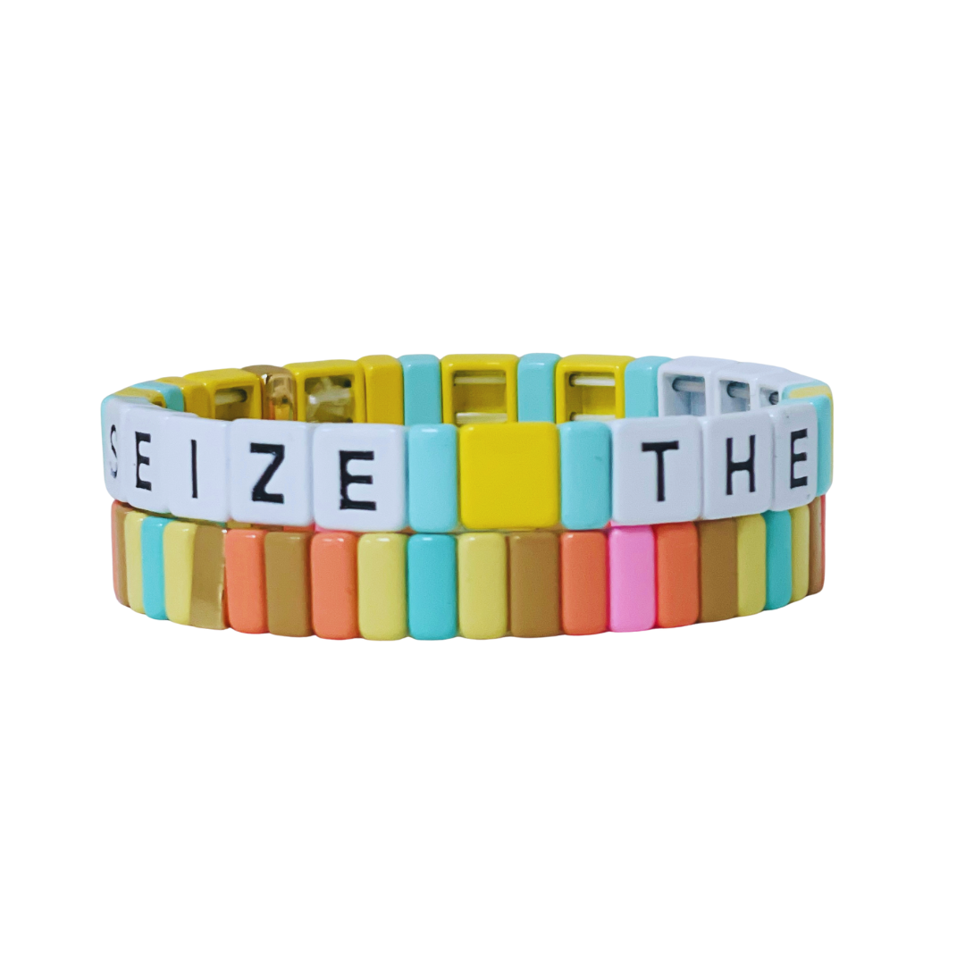 Boho Enamel Tile Bracelet | Seize The Day
