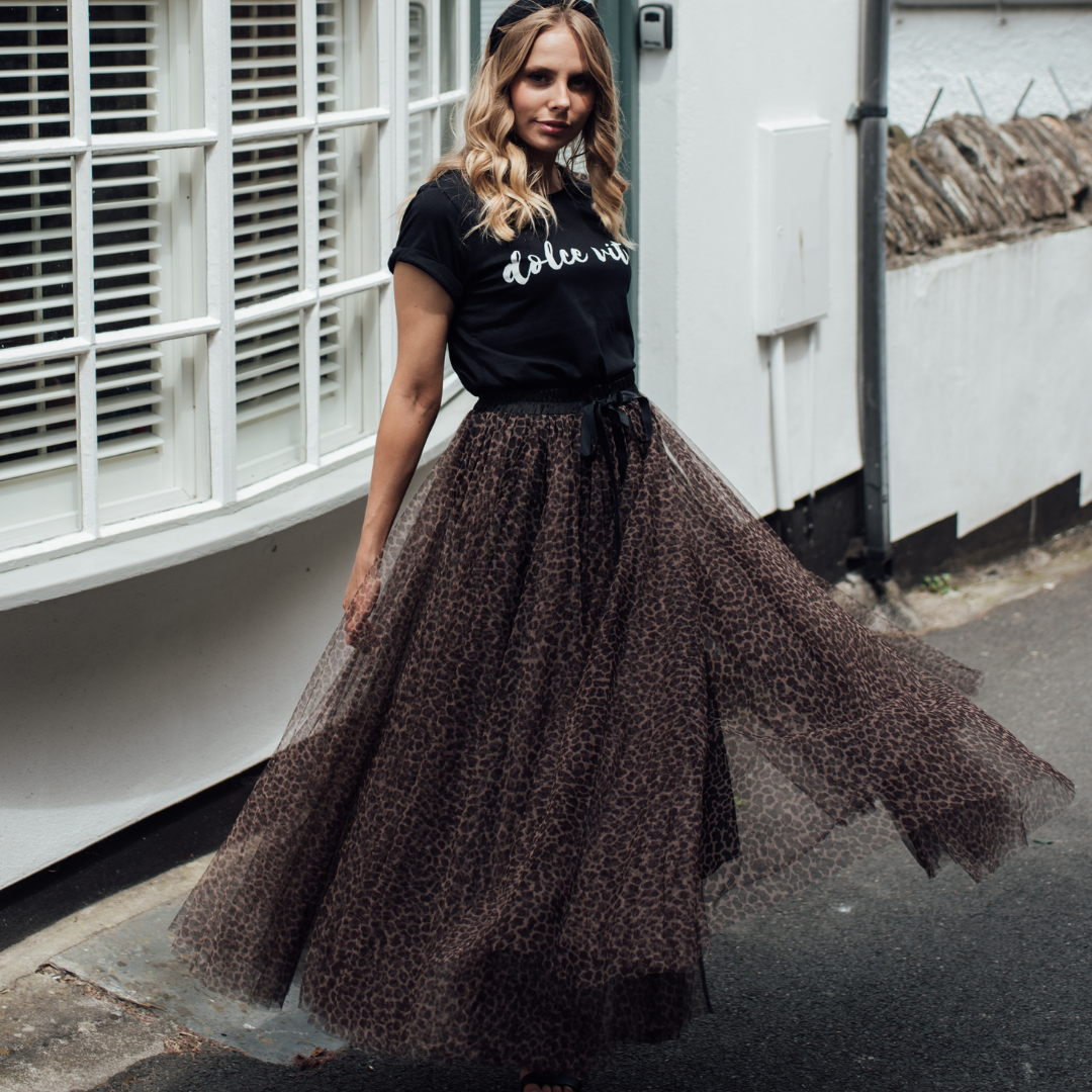Emma Mini Leopard Tulle Skirt south of the river