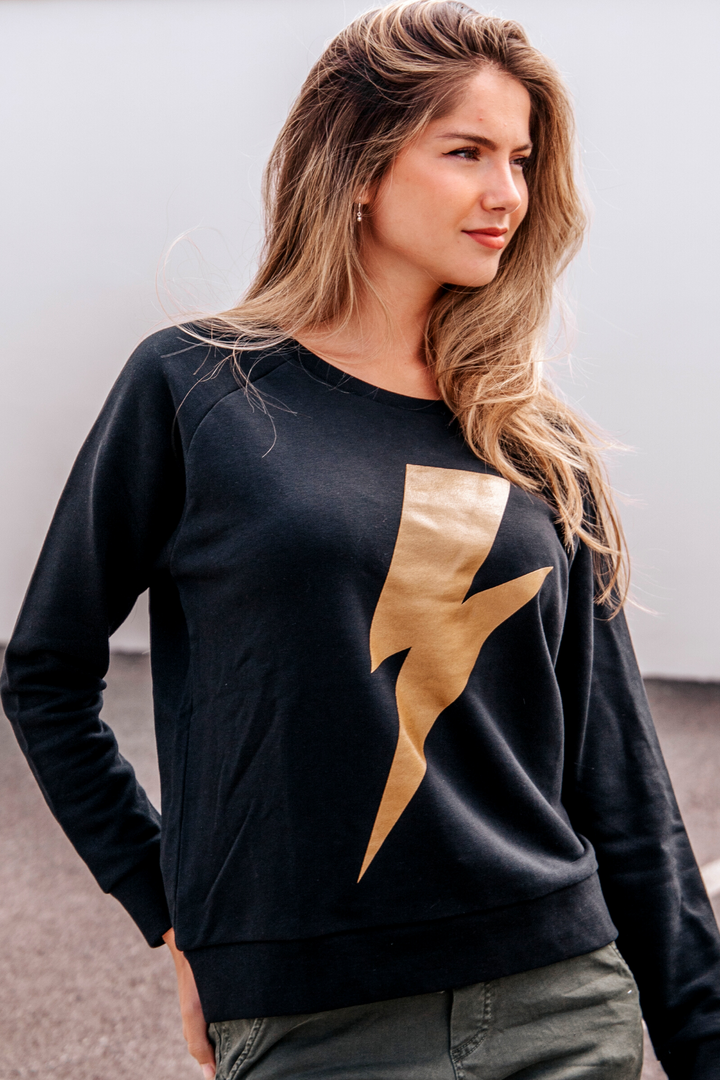 Bolt Sweatshirt | Black with Gold.