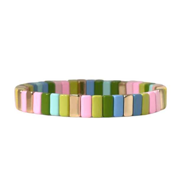 Boho Tile Bracelet | Pastel Greens