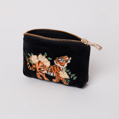 Elizabeth Scarlett Floral Tiger Coin Purse | Black