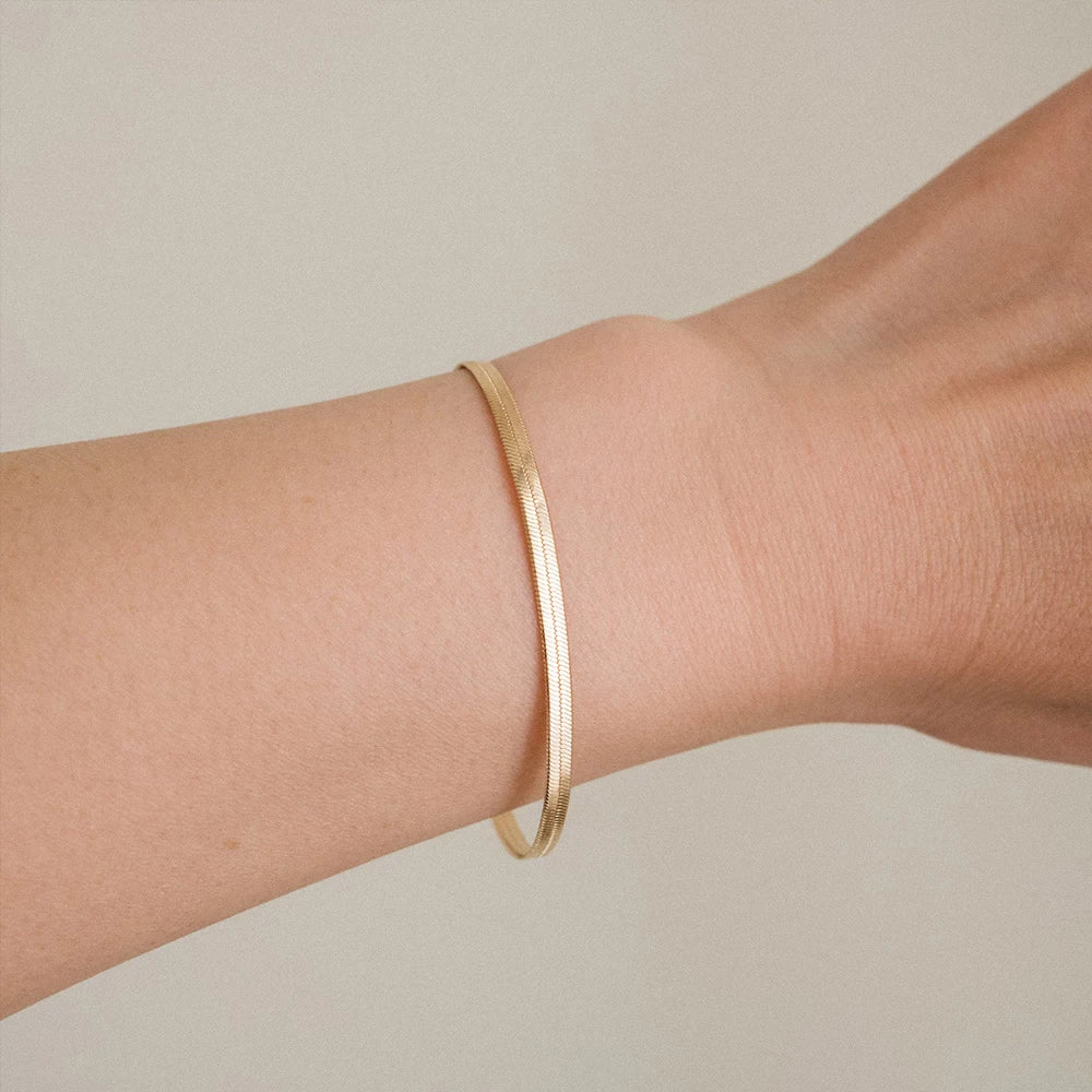 Flat Chain Stainless Steel Bracelet | Gold