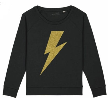 Bolt Sweatshirt | Black with Gold.