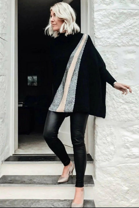 Gorgeous Batwing Oversized Jumper  - *Black with gold and silver lurex * - south of the river london