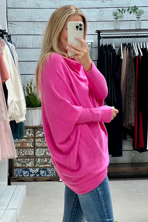 Maisie Asymmetric Jumper | Hot Pink