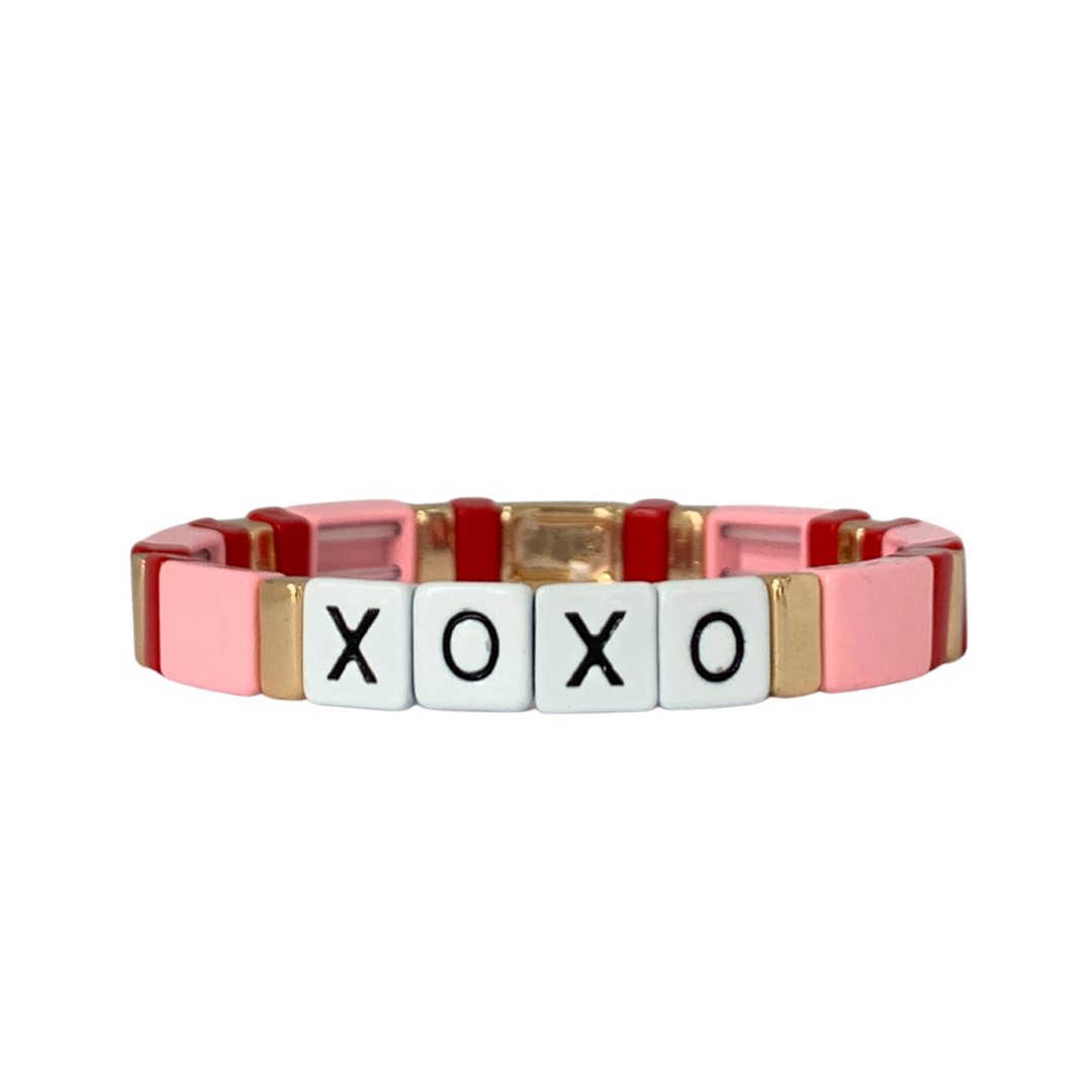Boho XOXO Tile Bracelet | Pinks - south of the river london