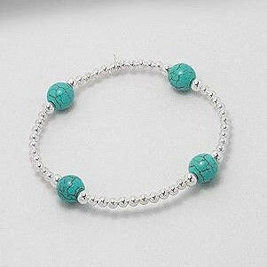 925 Silver Bracelet | Turquoise Bead Bracelet - south of the river london
