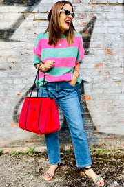 Fiona Stripe Jumper | Pink x Mint