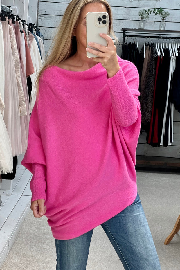Maisie Asymmetric Jumper | Hot Pink