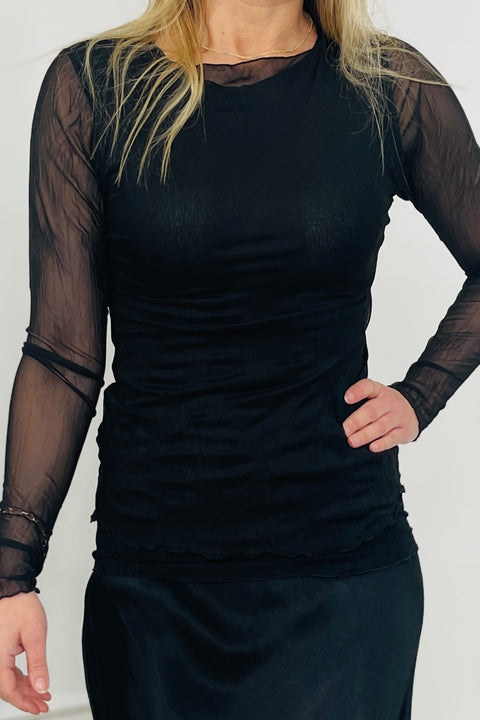 Lucy Double Layer Shimmer Top | Black
