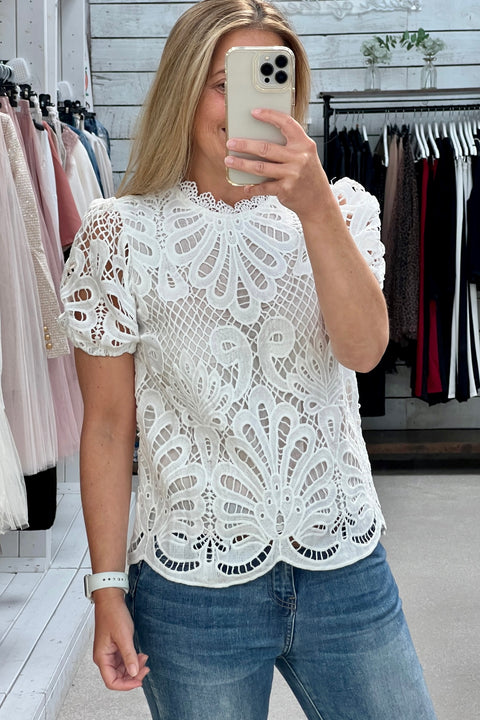 Dhalia Crochet Top | White