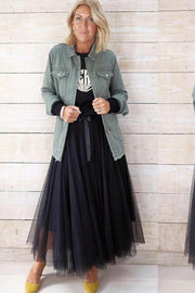 Polka Dot Maxi Tulle Skirt | Black.