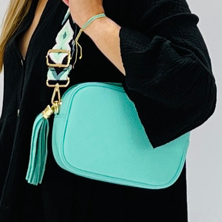 Camera Crossbody Bag | Turquoise Leather