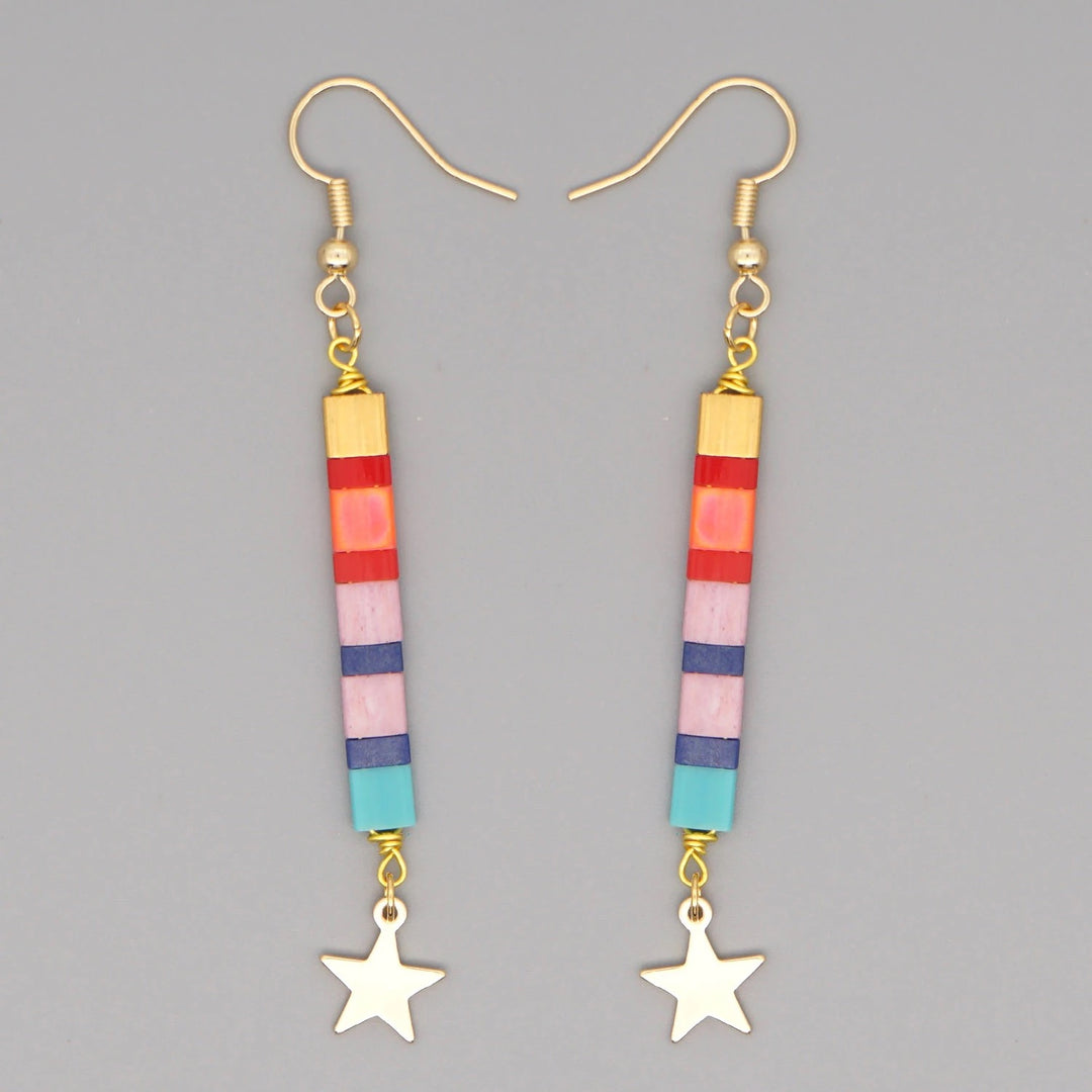 Star Bead Earrings | Rainbow