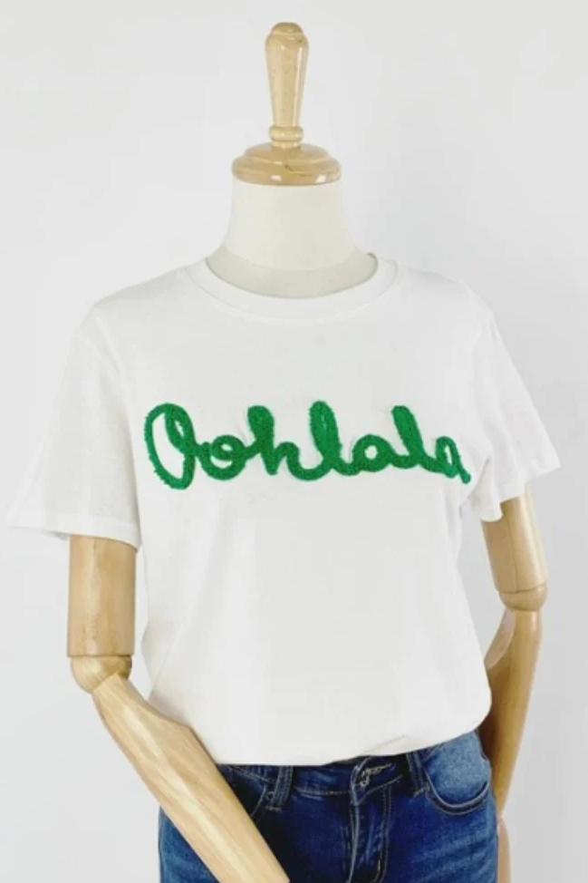 Ooh La La T Shirt | White x Green