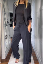 Gigi Leopard Lined Blazer | Black