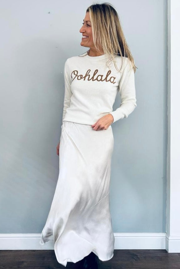 Ooh La La Cashmere Blend Jumper | Cream x Mocha