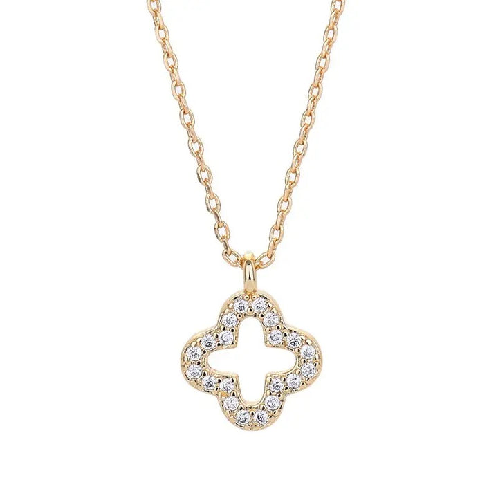 Clover Crystal Necklace | Gold