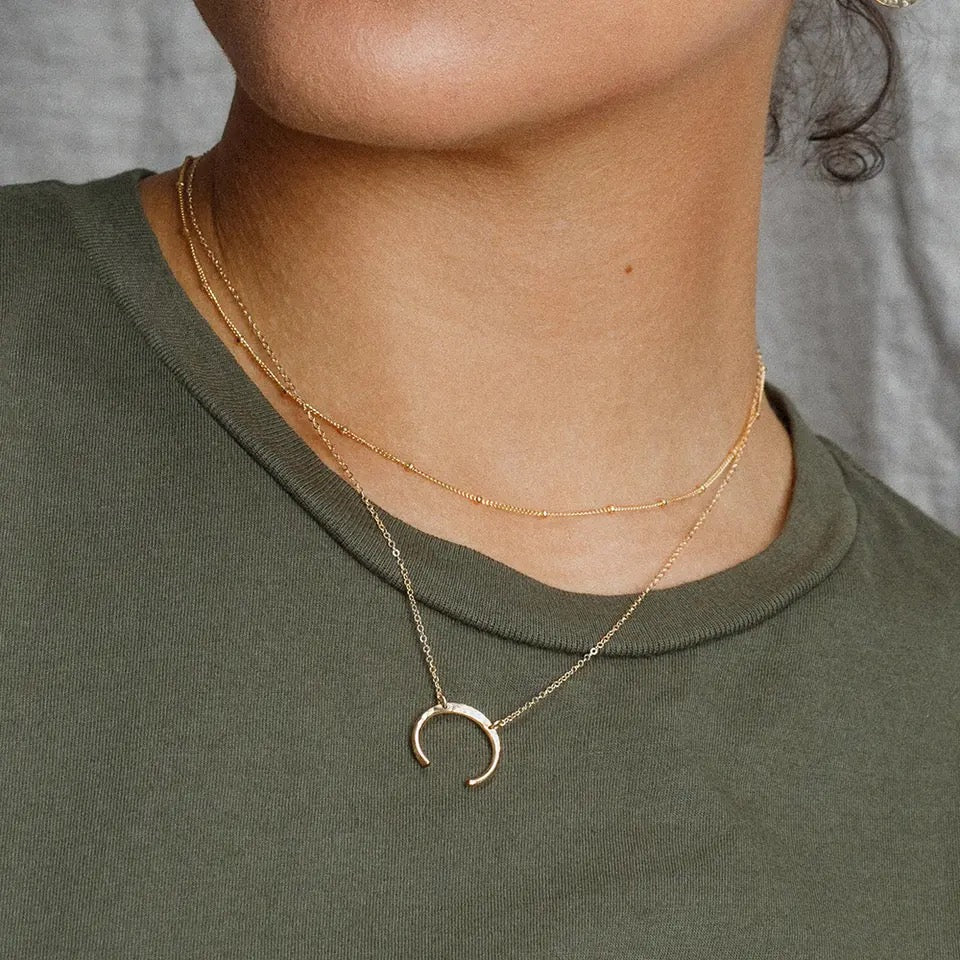 Crescent Double Layer Necklace | Gold