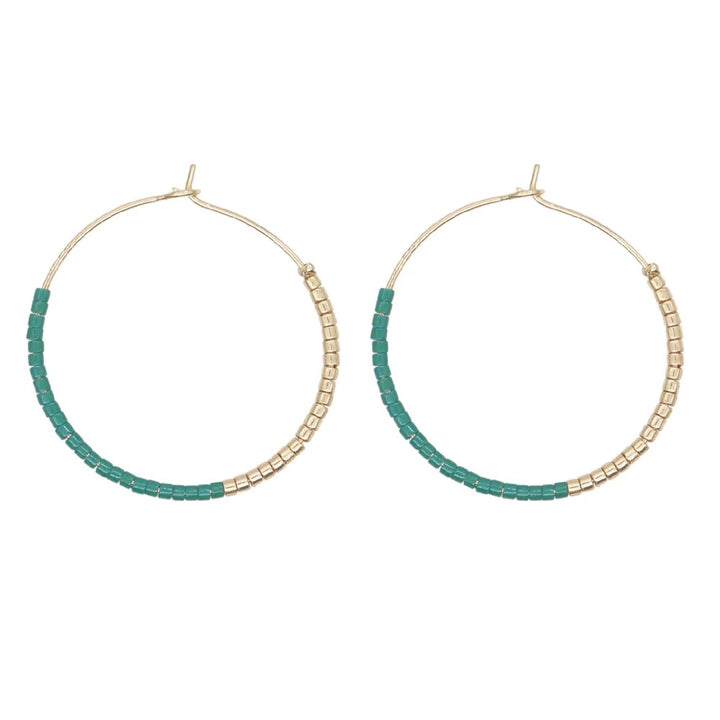 Ibiza Hoop Earrings | Sea Green and Gold