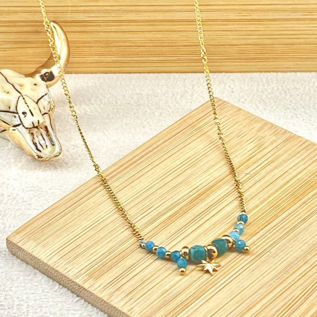 Gold Bead Star Necklace | Turquoise